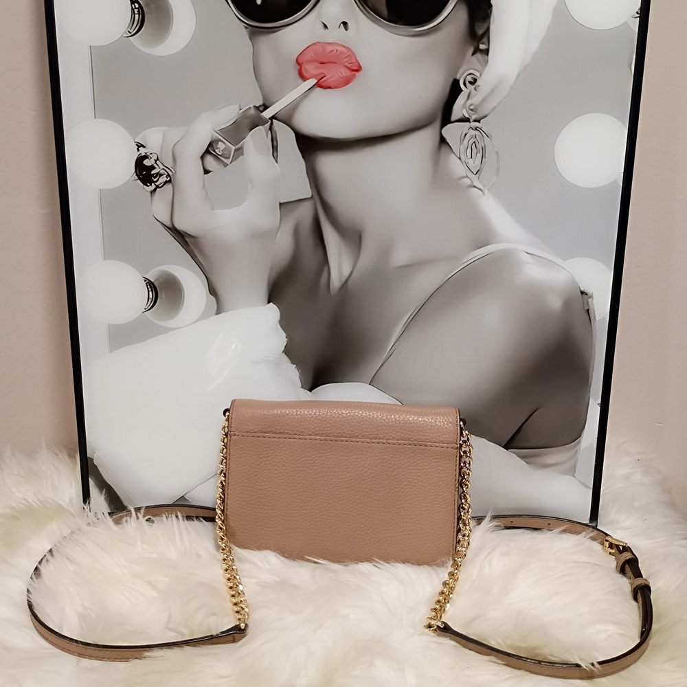 Michael Kors Taupe Crossbody Bag with Gold Accents - Picture 8 of 11